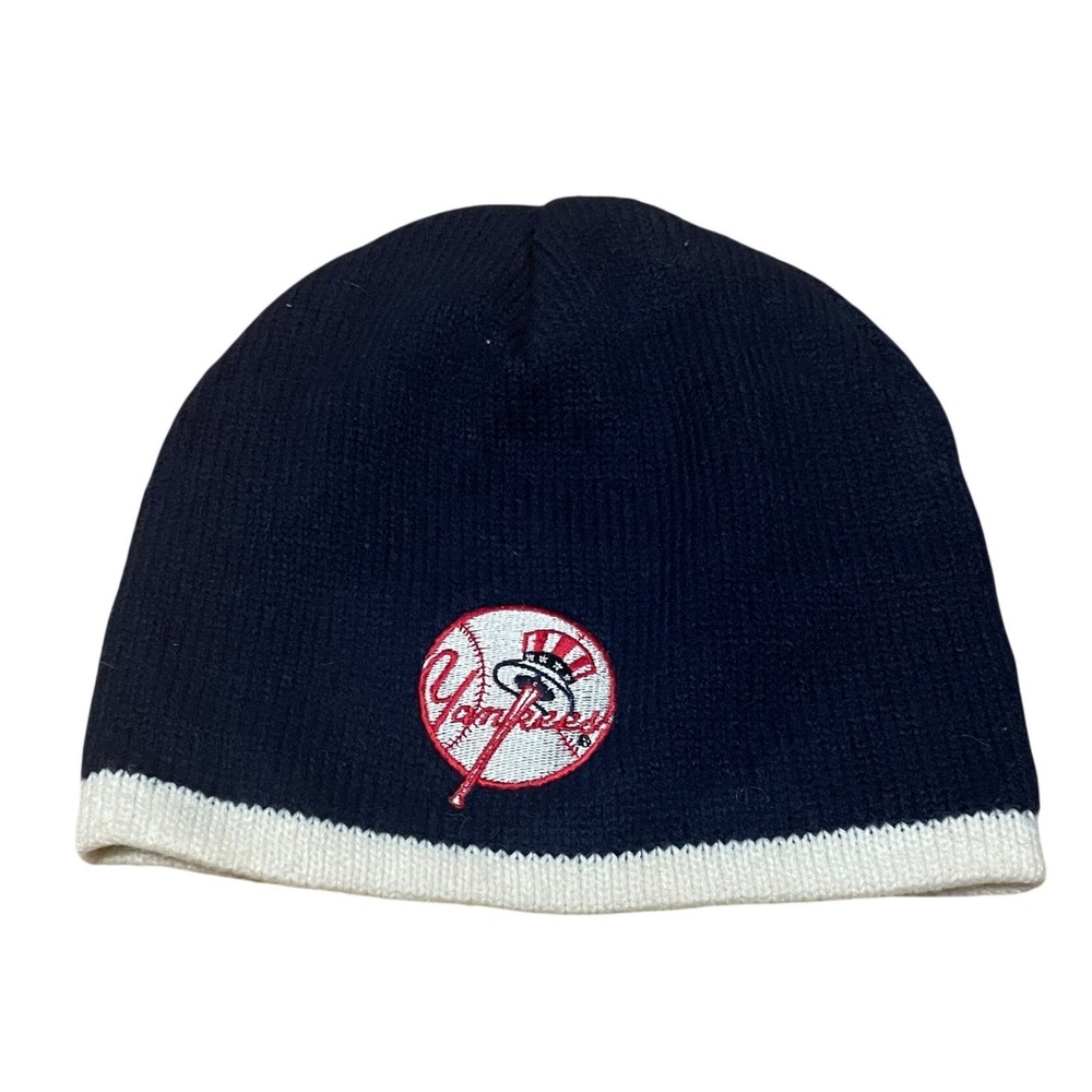BIG‎ Accessories New York Yankees Navy Blue White Knit Beanie Hat MLB Baseball